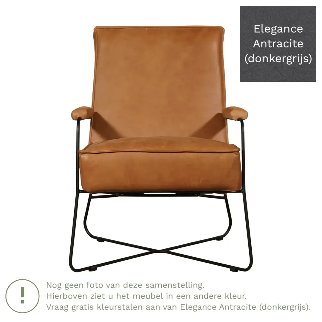 afbeelding van Leren fauteuil Hope - Elegance Antracite (donkergrijs)