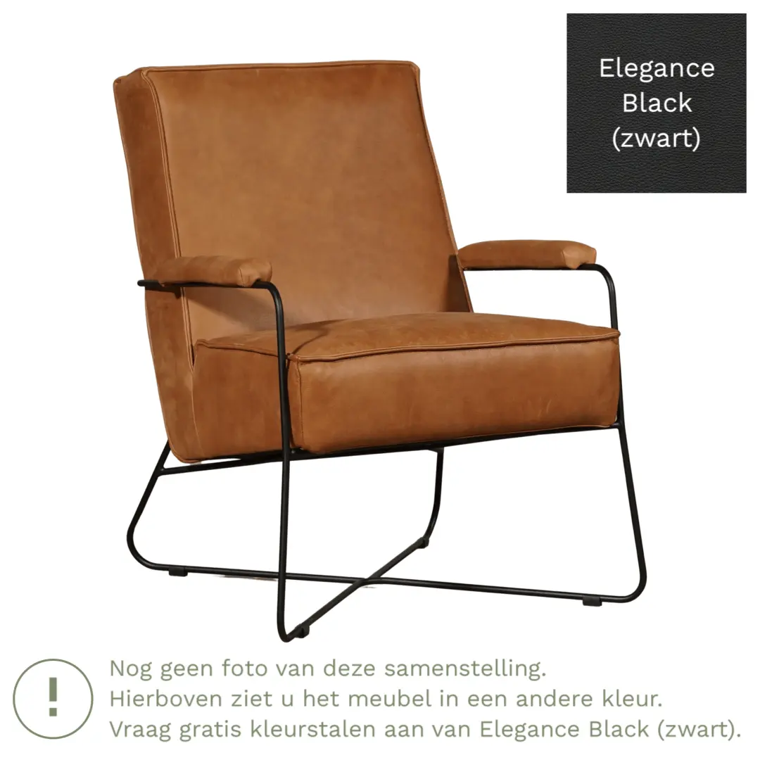 afbeelding van Leren fauteuil Hope - Elegance Black (zwart)