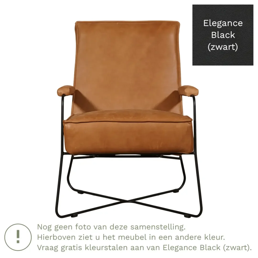 afbeelding van Leren fauteuil Hope - Elegance Black (zwart)