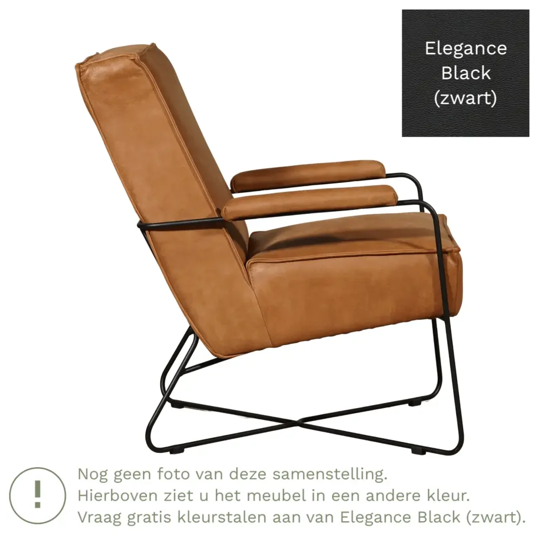 afbeelding van Leren fauteuil Hope - Elegance Black (zwart)