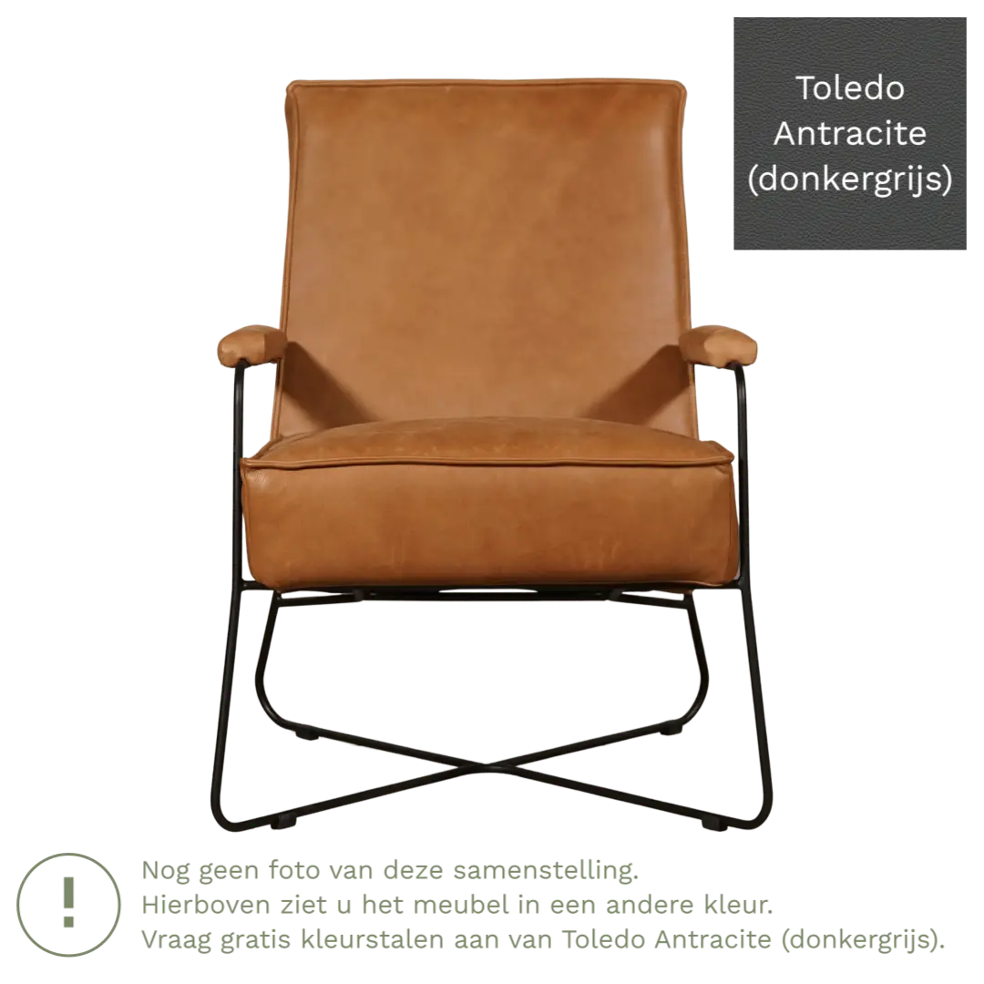 afbeelding van Leren fauteuil Hope - Toledo Antracite (donkergrijs)