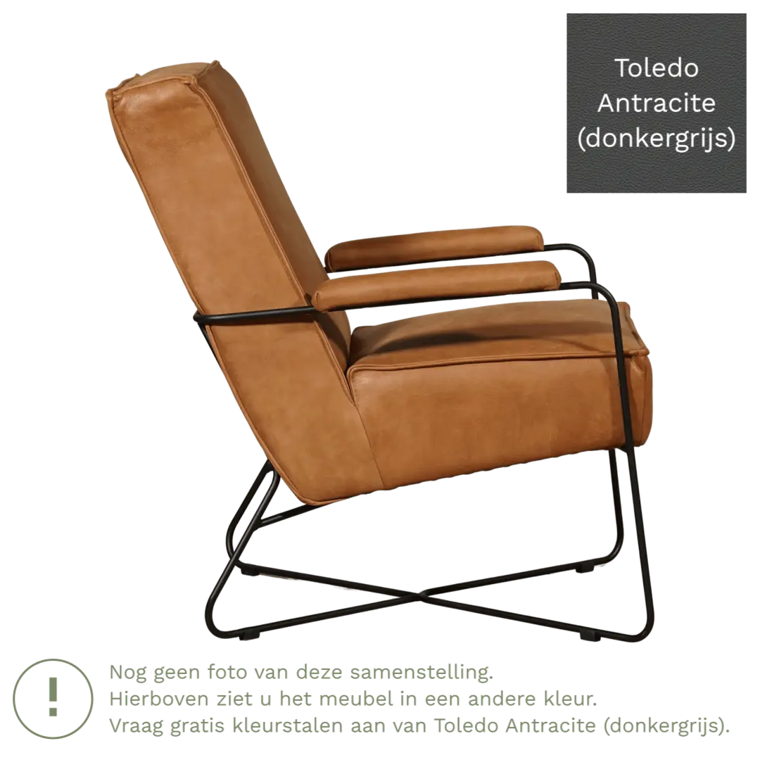afbeelding van Leren fauteuil Hope - Toledo Antracite (donkergrijs)