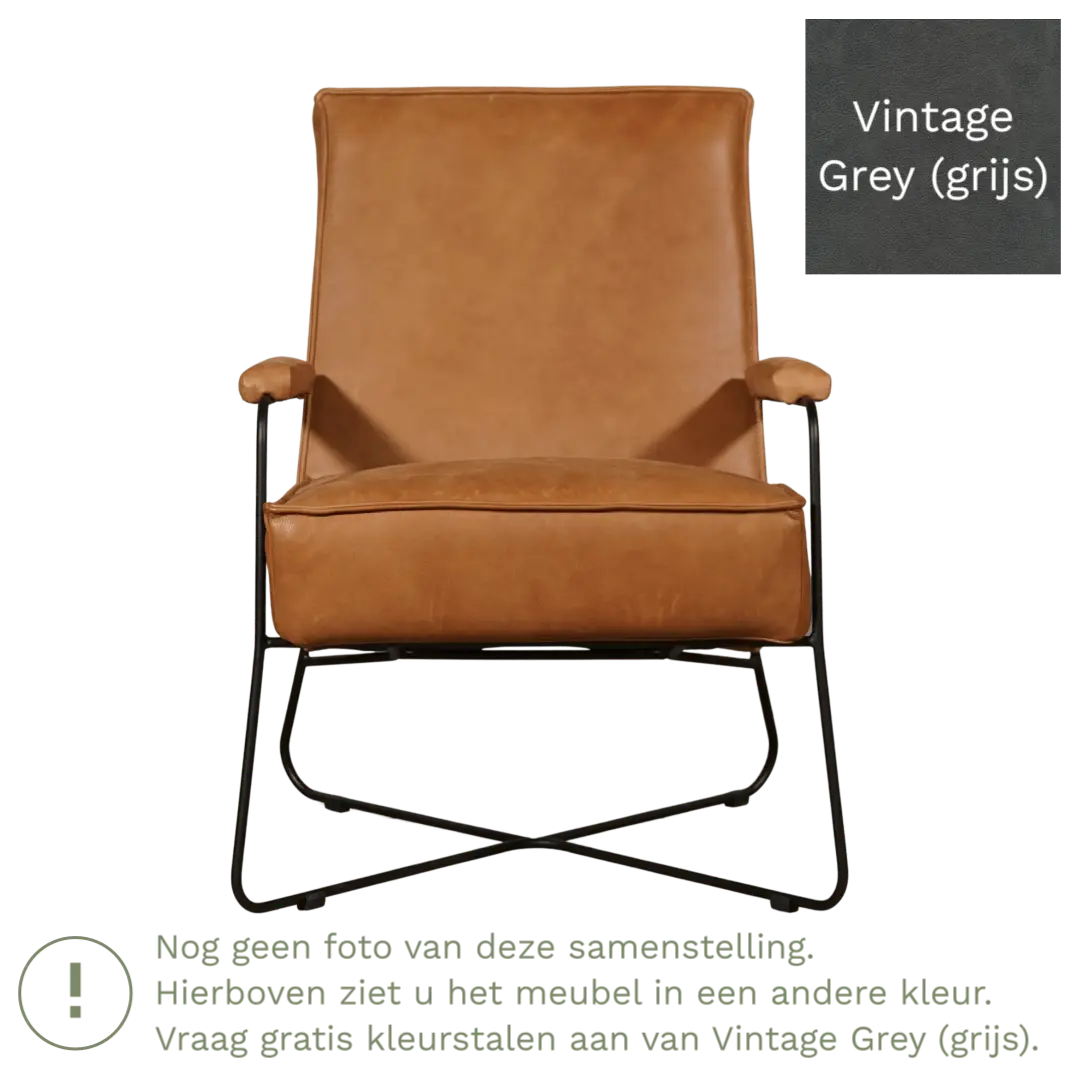 afbeelding van Leren fauteuil Hope - Vintage Grey (grijs)