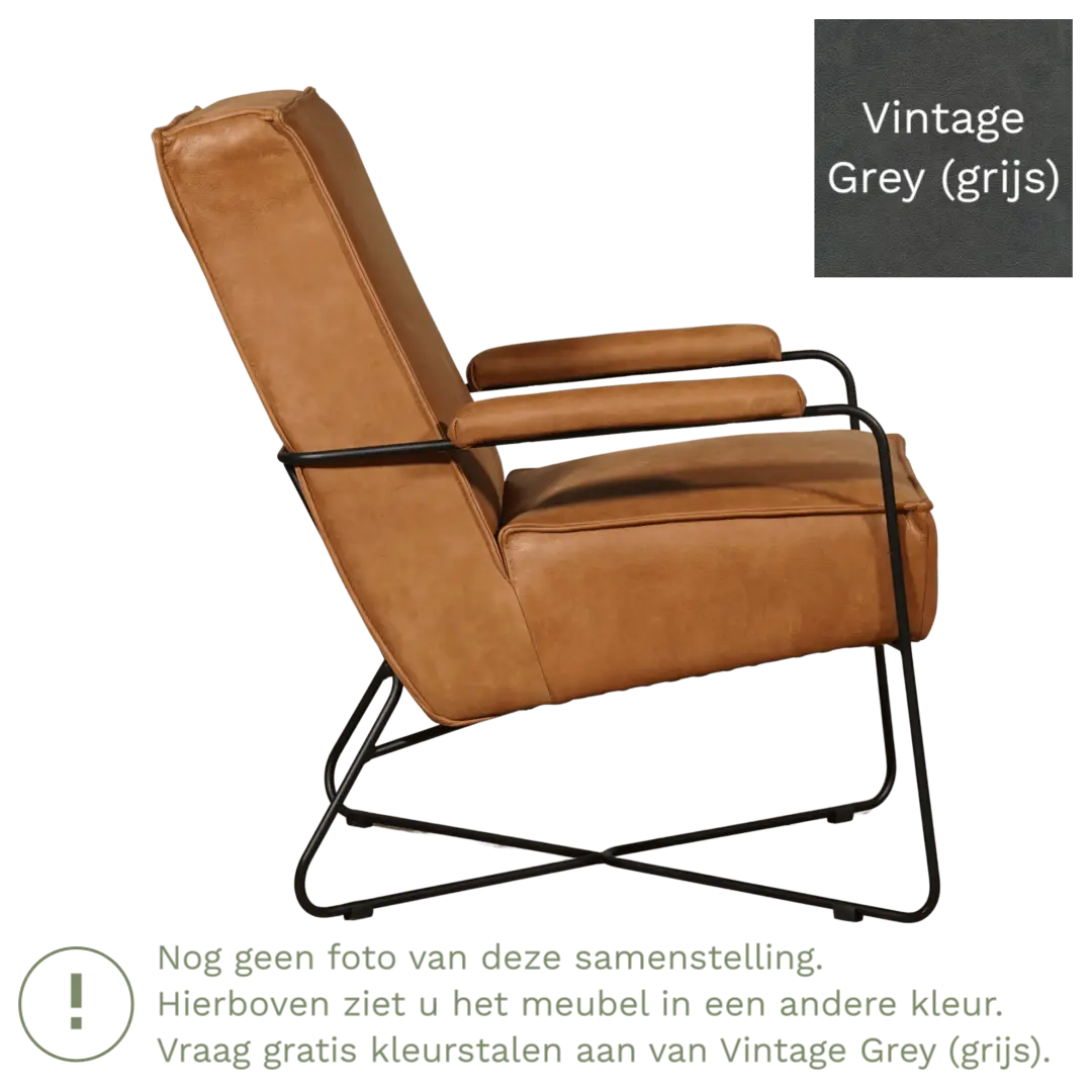 afbeelding van Leren fauteuil Hope - Vintage Grey (grijs)
