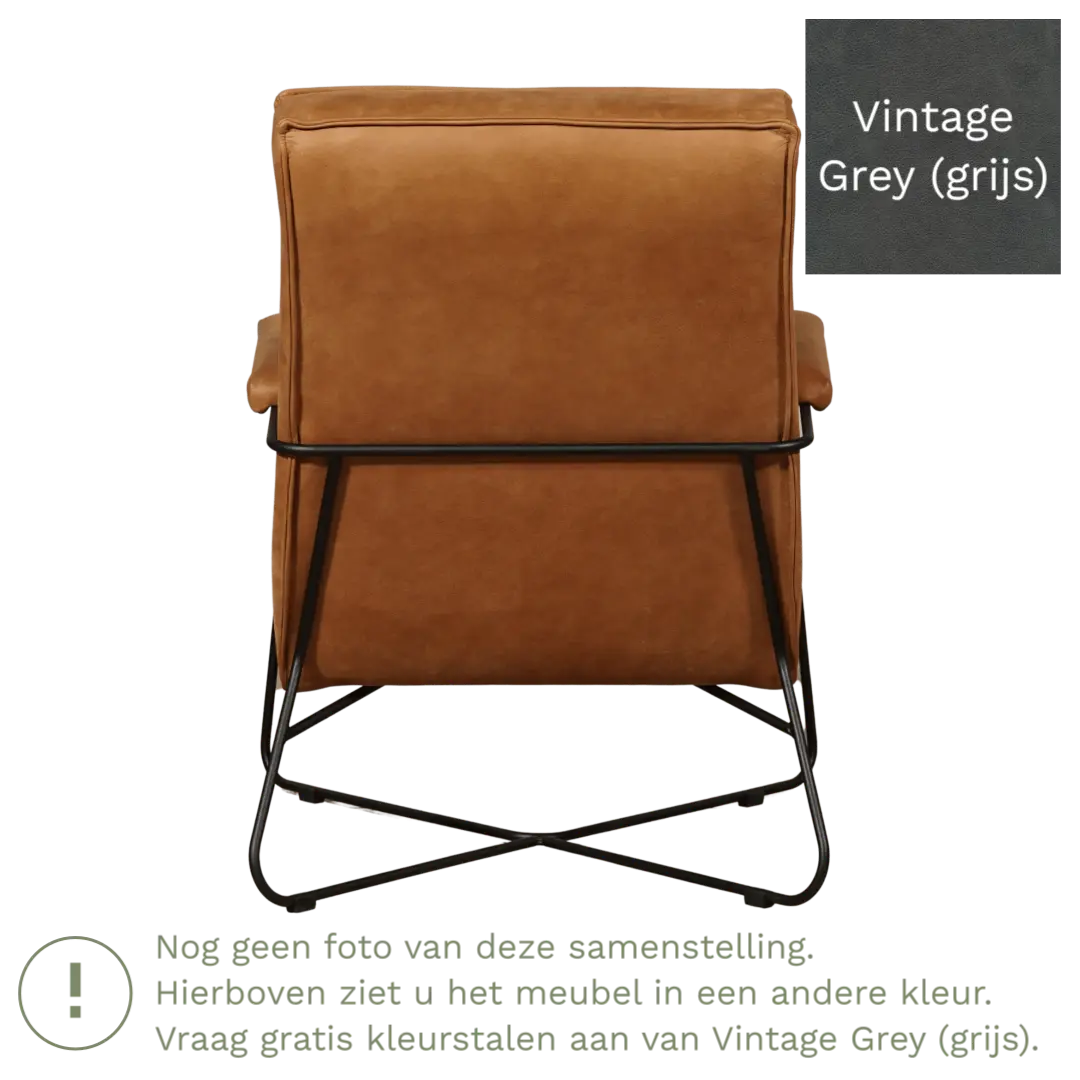 afbeelding van Leren fauteuil Hope - Vintage Grey (grijs)