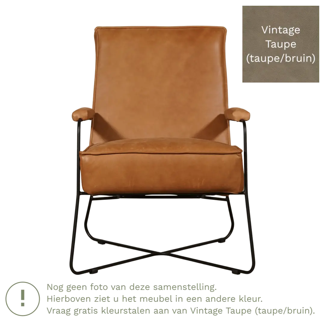 afbeelding van Leren fauteuil Hope - Vintage Taupe (taupe/bruin)