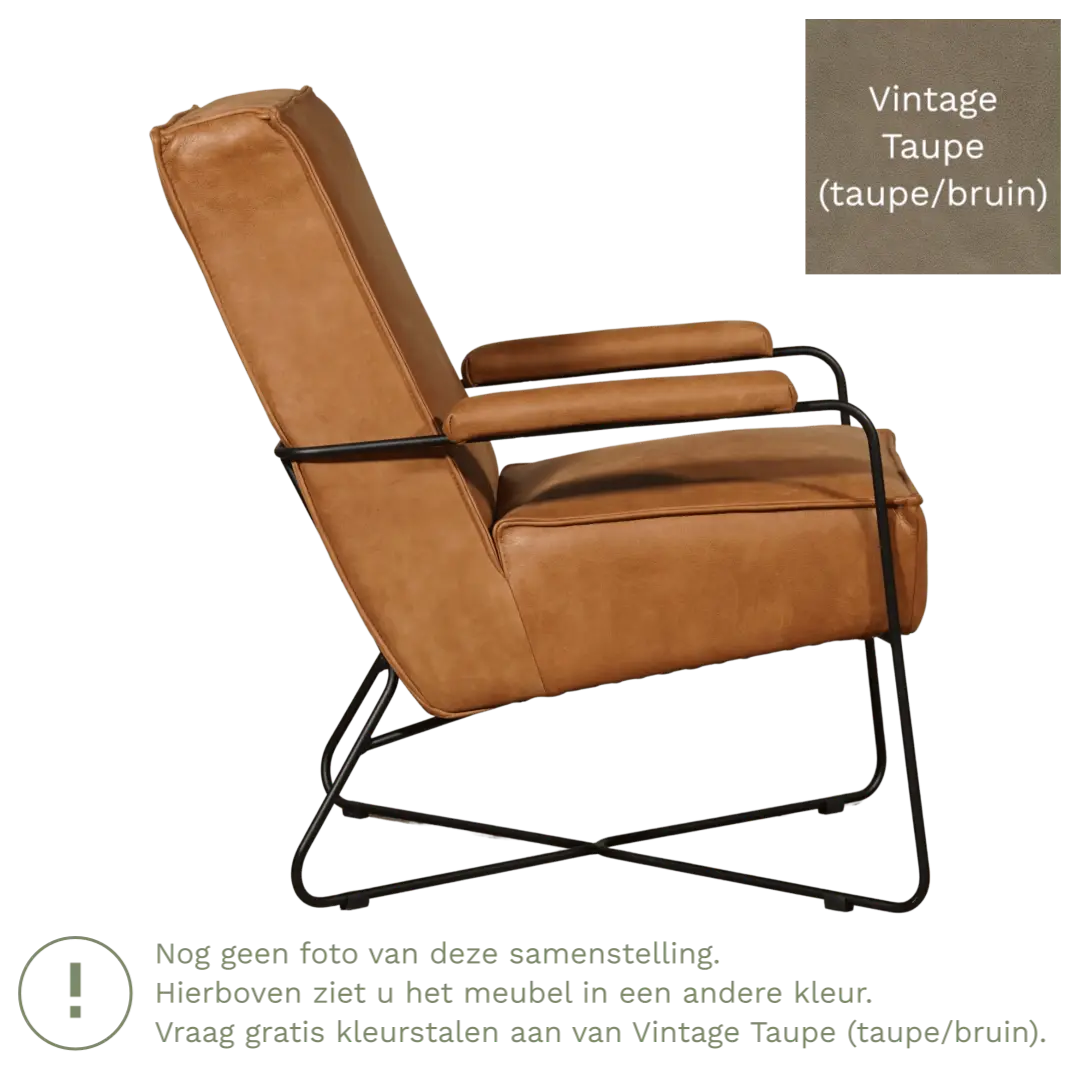 afbeelding van Leren fauteuil Hope - Vintage Taupe (taupe/bruin)