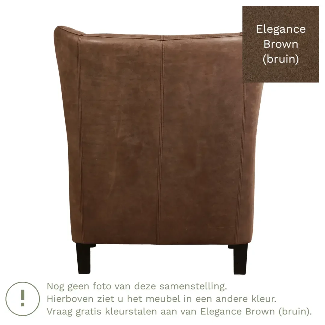 afbeelding van Leren fauteuil Hug - Elegance Brown (bruin) - Poten hout bruin