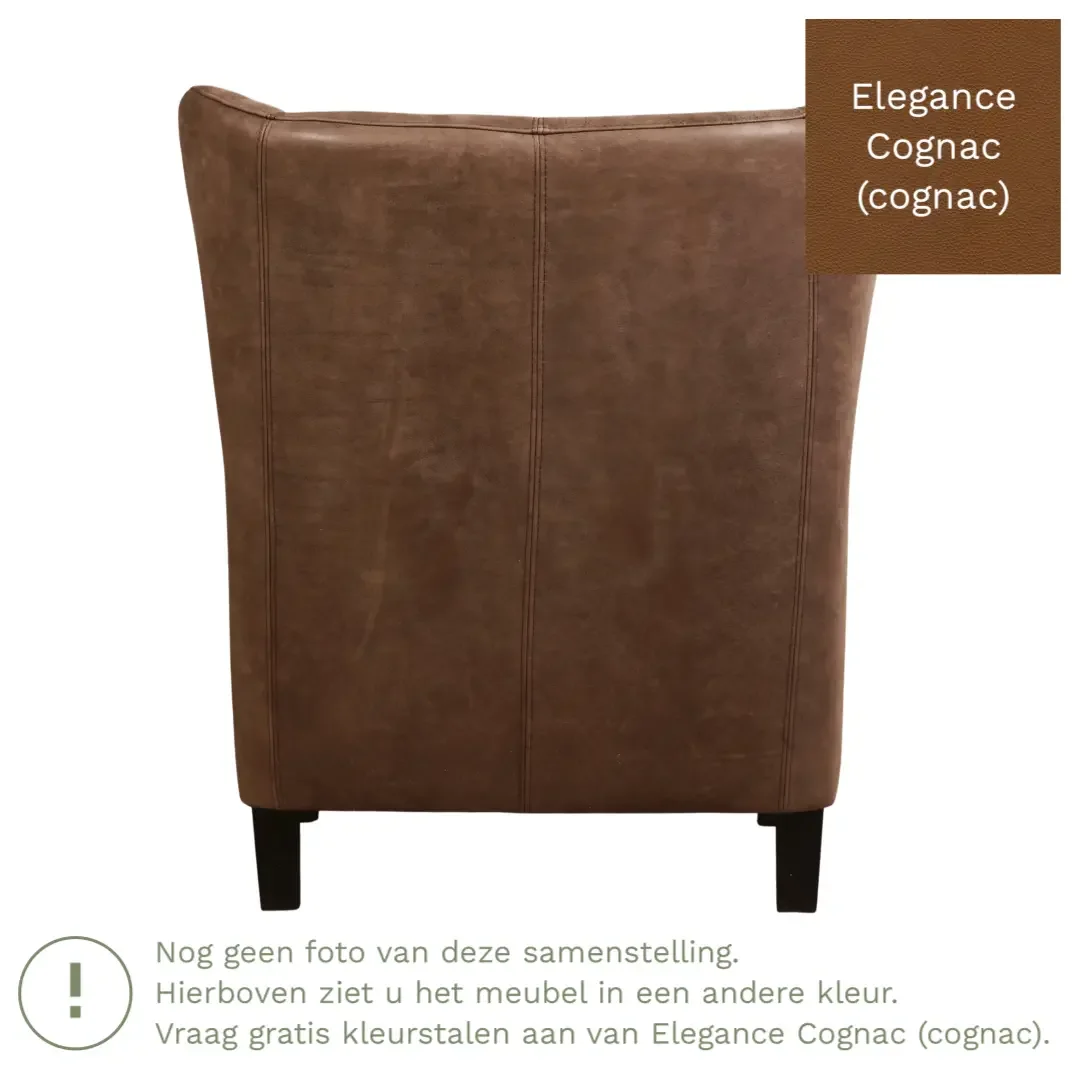 afbeelding van Leren fauteuil Hug - Elegance Cognac (cognac) - Poten hout zwart