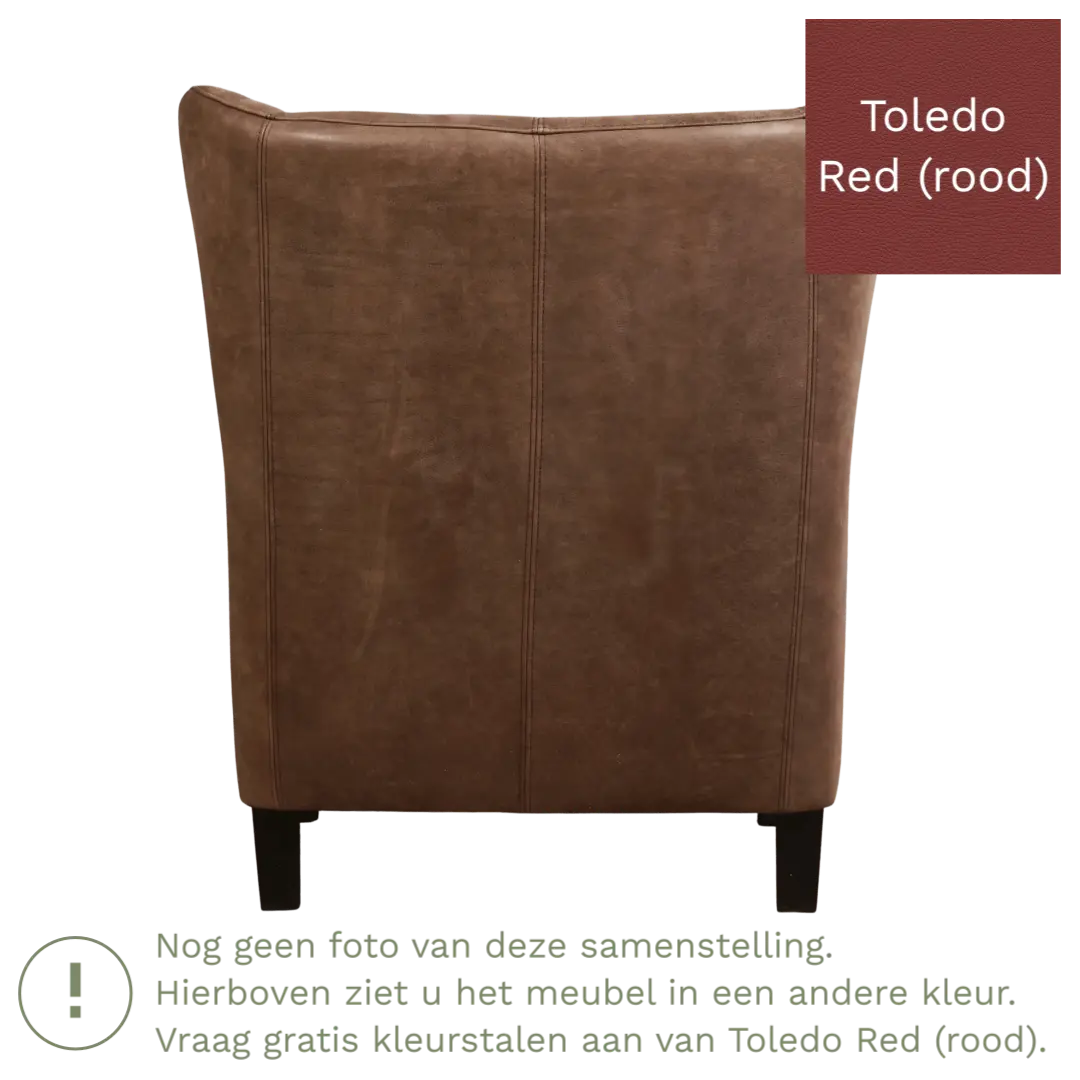 afbeelding van Leren fauteuil Hug - Toledo Red (rood) - Poten hout zwart