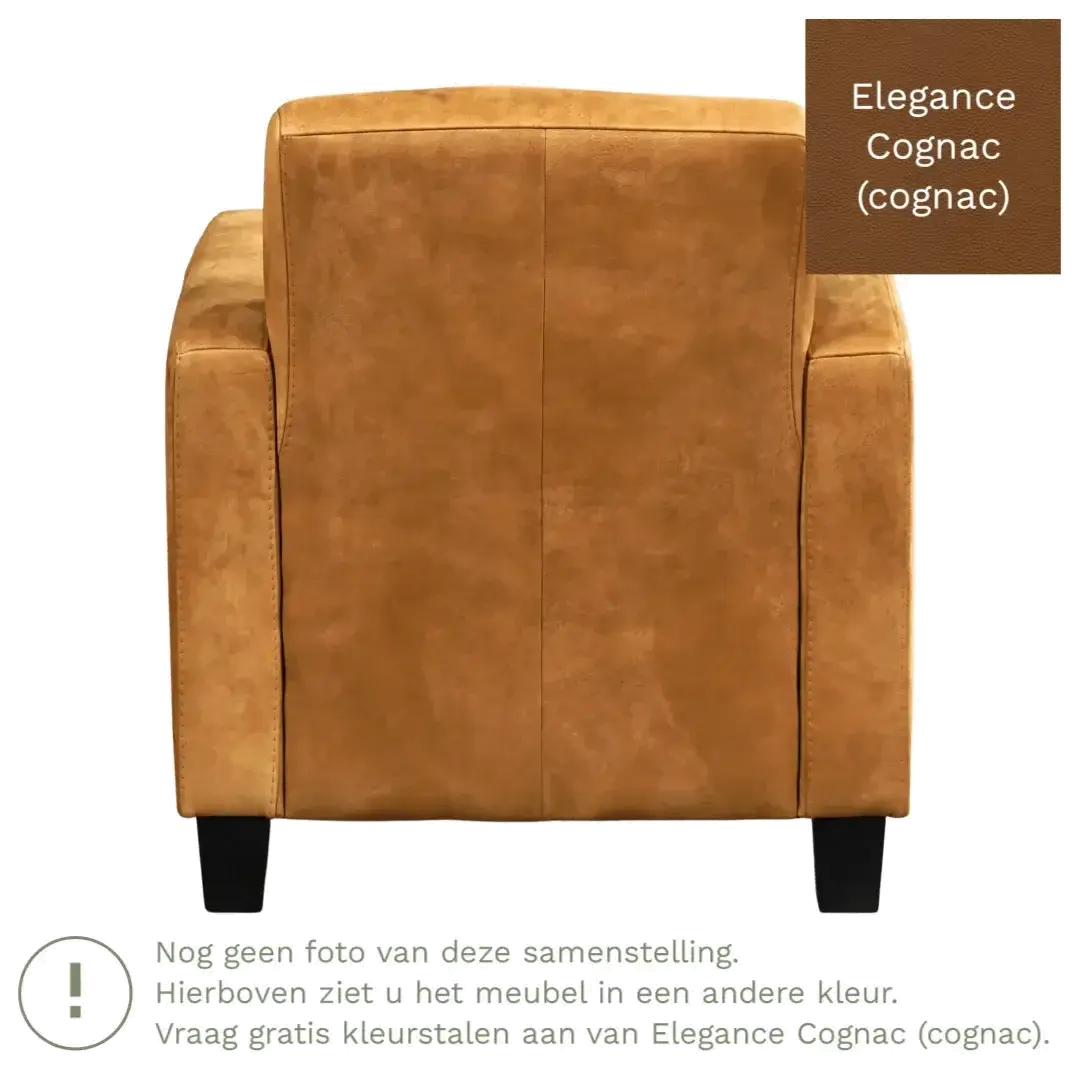 afbeelding van Leren fauteuil Joy - Elegance Cognac (cognac) - Poten hout zwart