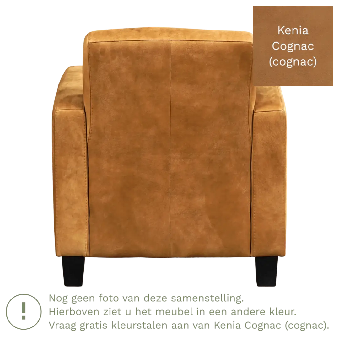 afbeelding van Leren fauteuil Joy - Kenia Cognac (cognac) - Poten hout zwart