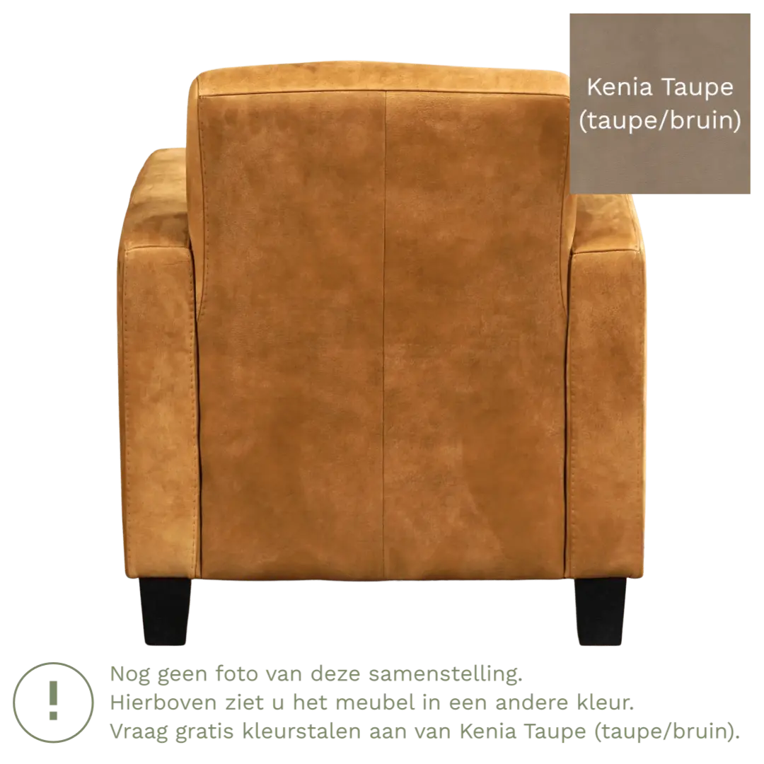 afbeelding van Leren fauteuil Joy - Kenia Taupe (taupe/bruin) - Poten hout bruin