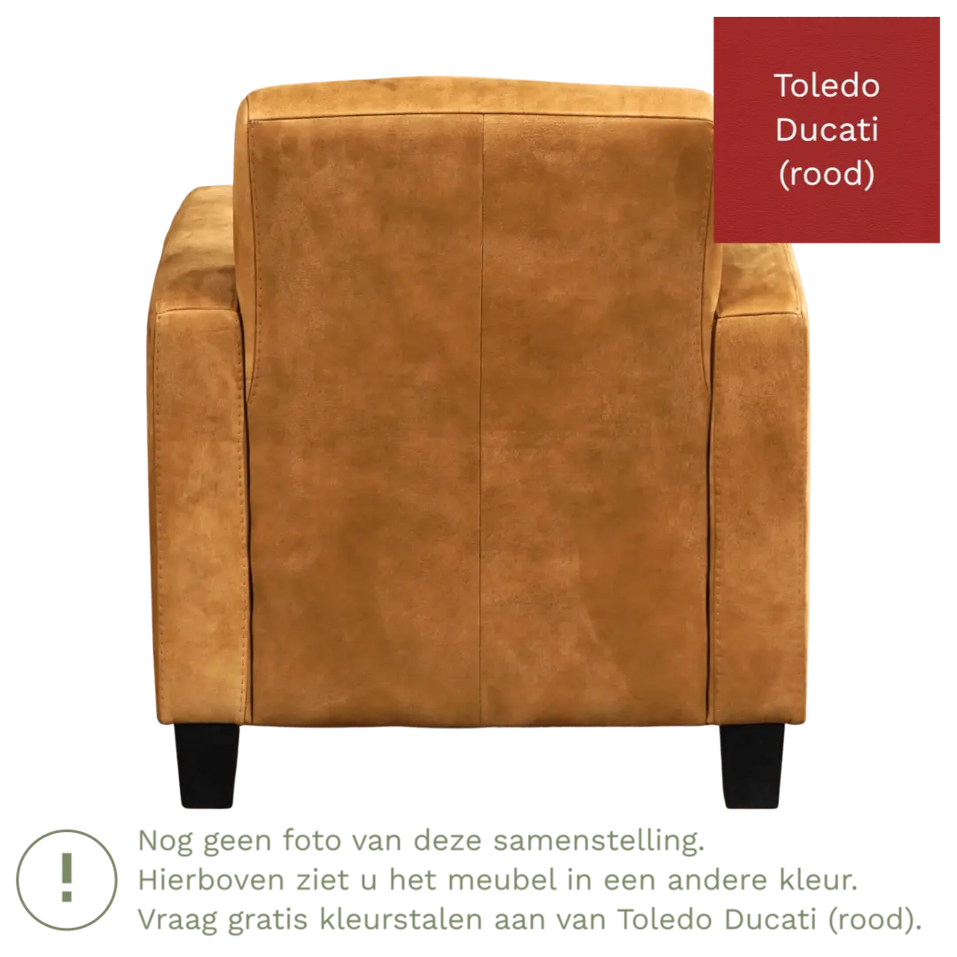 afbeelding van Leren fauteuil Joy - Toledo Ducati (rood) - Poten hout zwart