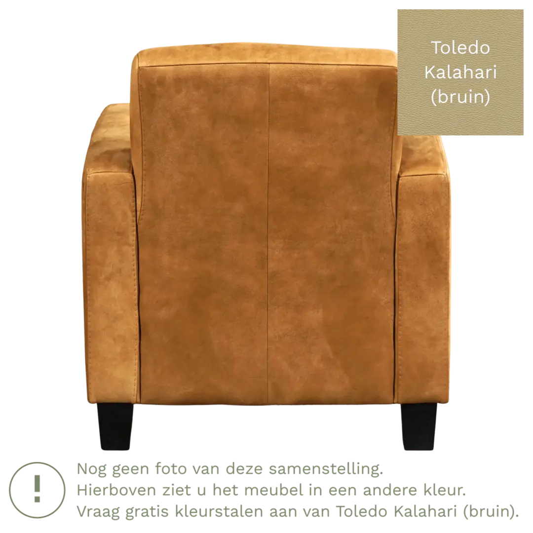 afbeelding van Leren fauteuil Joy - Toledo Kalahari (bruin) - Poten hout zwart