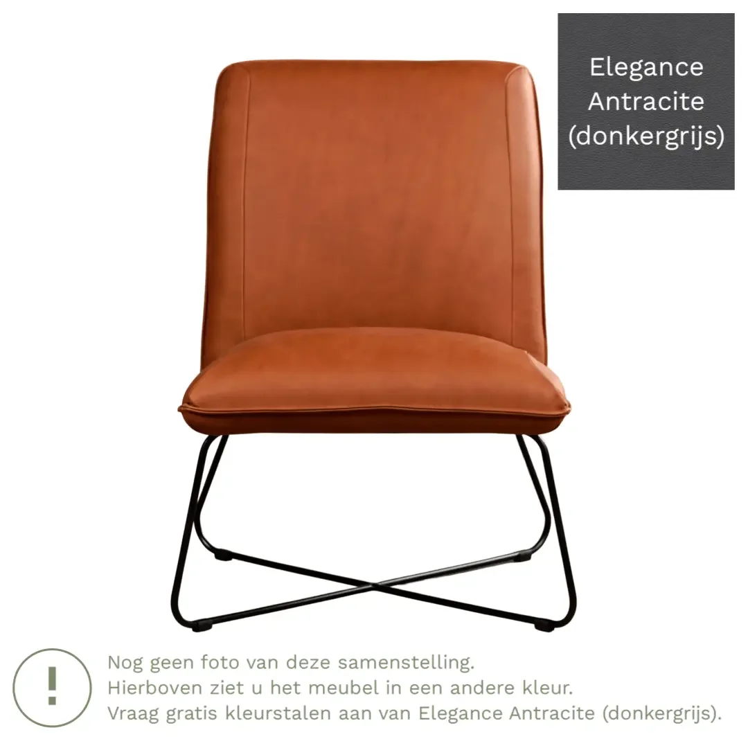 afbeelding van Leren fauteuil Less - Elegance Antracite (donkergrijs)