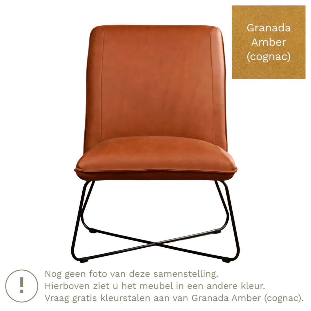 afbeelding van Leren fauteuil Less - Granada Amber (cognac)