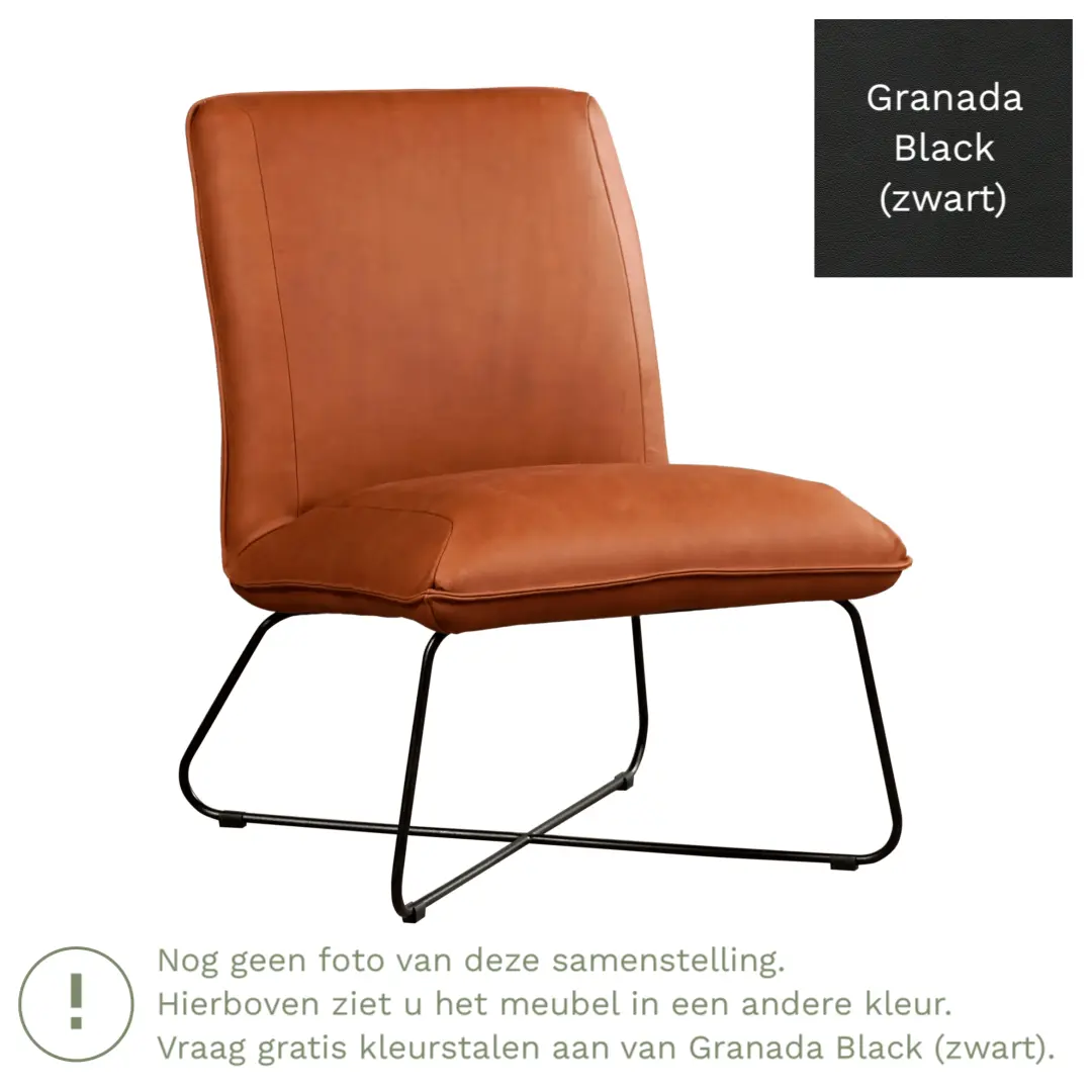 afbeelding van Leren fauteuil Less - Granada Black (zwart)