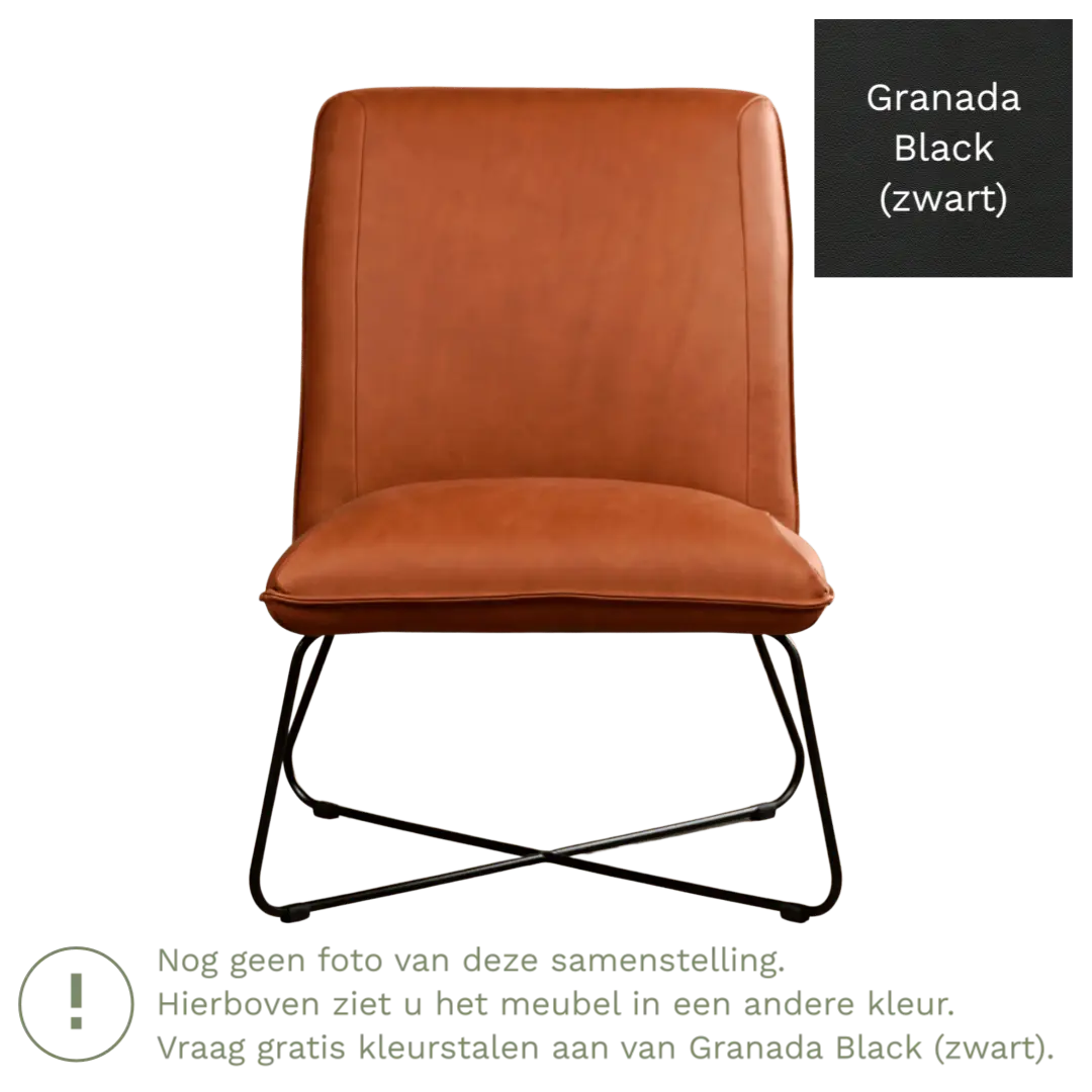 afbeelding van Leren fauteuil Less - Granada Black (zwart)