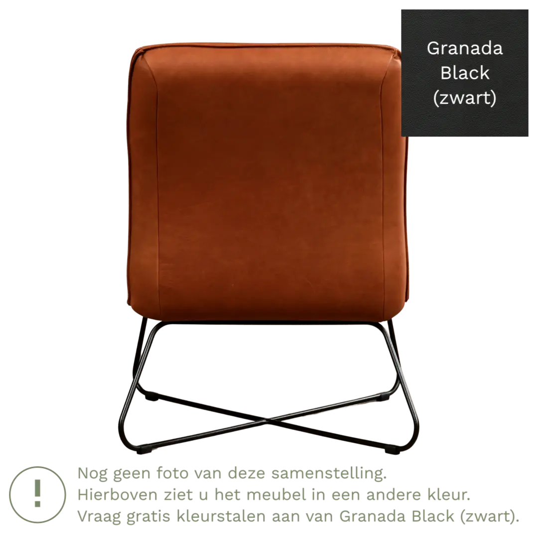 afbeelding van Leren fauteuil Less - Granada Black (zwart)
