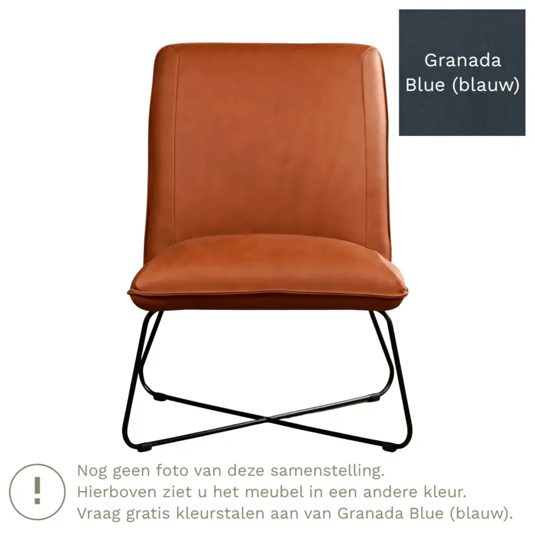 afbeelding van Leren fauteuil Less - Granada Blue (blauw)