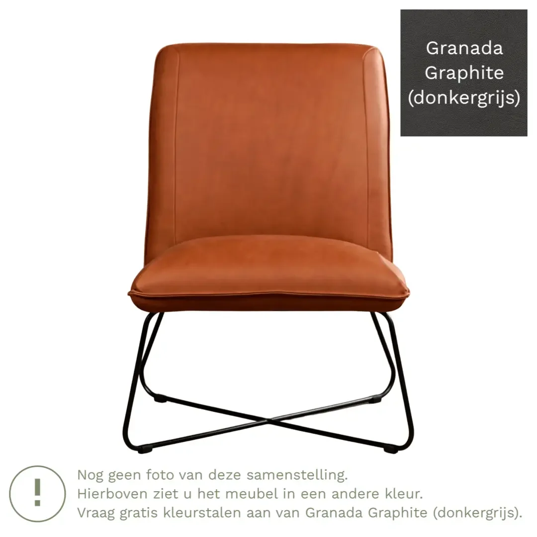 afbeelding van Leren fauteuil Less - Granada Graphite (donkergrijs)