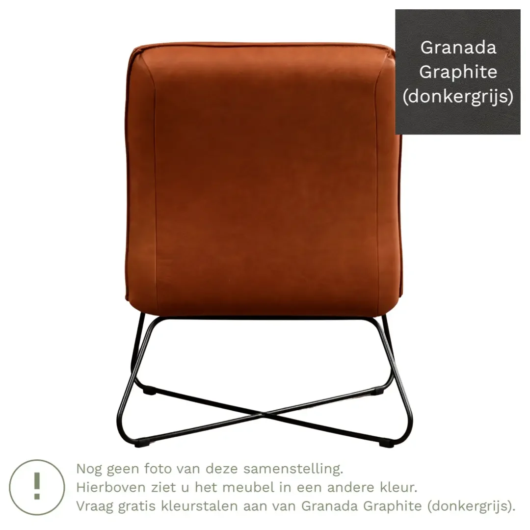 afbeelding van Leren fauteuil Less - Granada Graphite (donkergrijs)