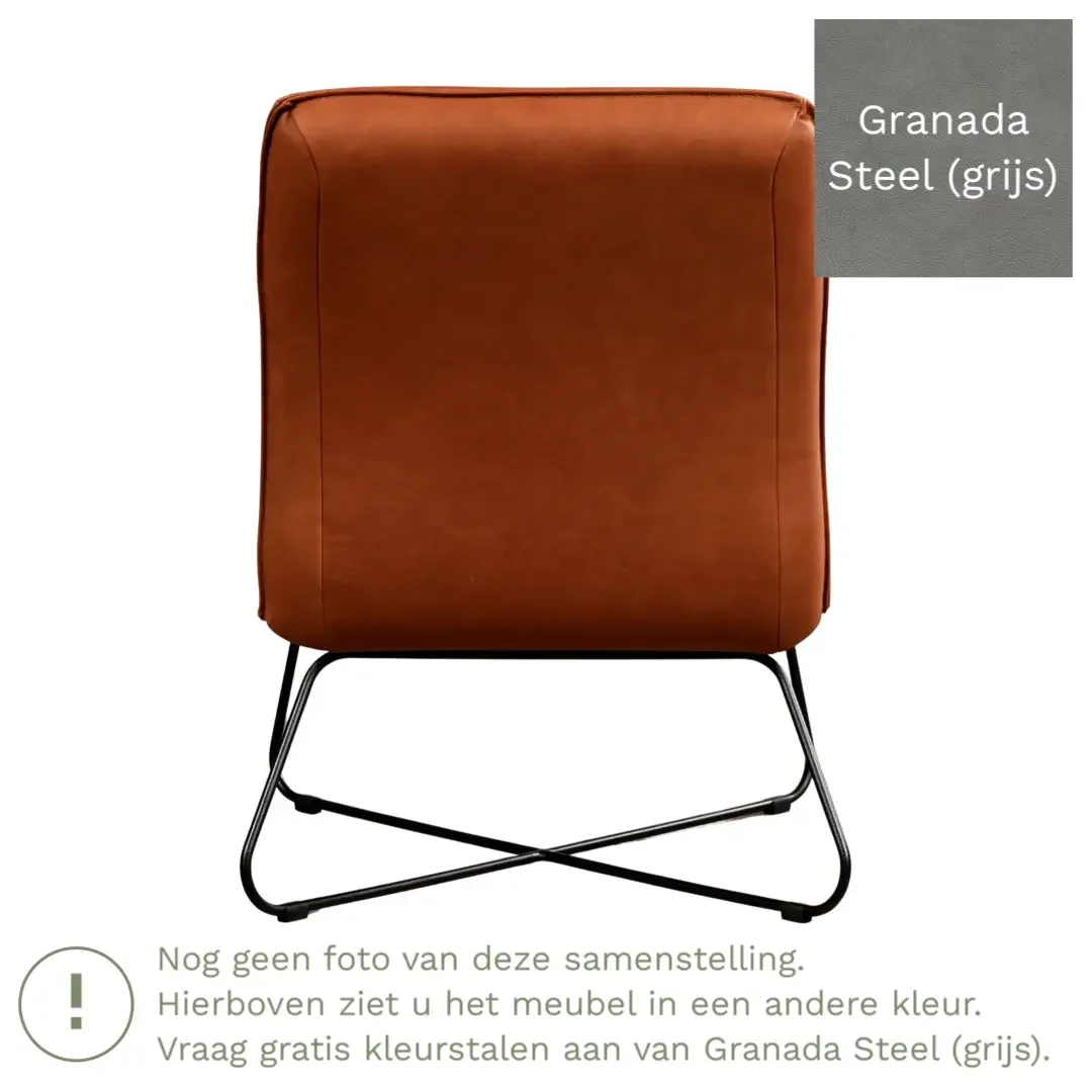 afbeelding van Leren fauteuil Less - Granada Steel (grijs)