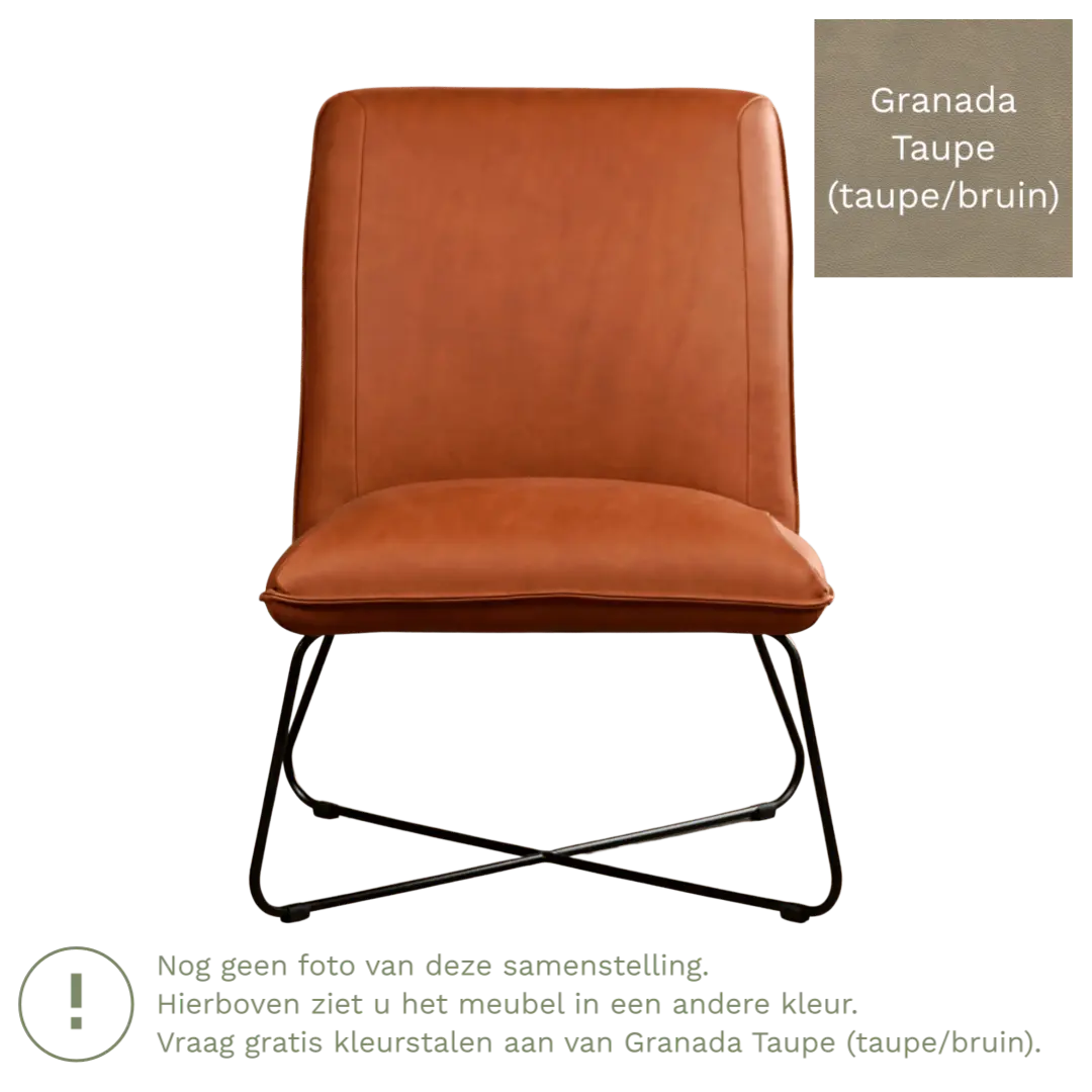 afbeelding van Leren fauteuil Less - Granada Taupe (taupe/bruin)
