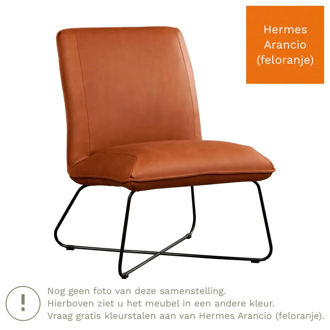 afbeelding van Leren fauteuil Less - Hermes Arancio (feloranje)