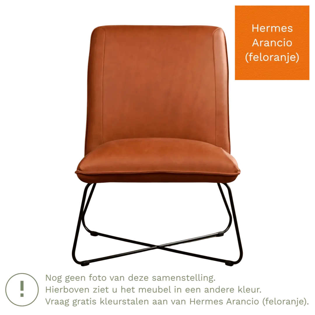 afbeelding van Leren fauteuil Less - Hermes Arancio (feloranje)