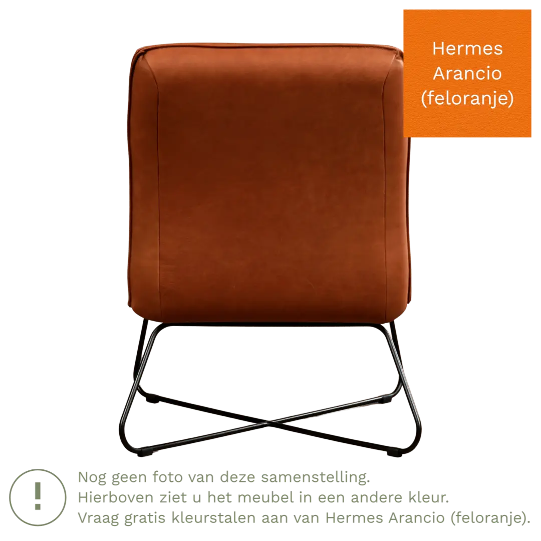 afbeelding van Leren fauteuil Less - Hermes Arancio (feloranje)