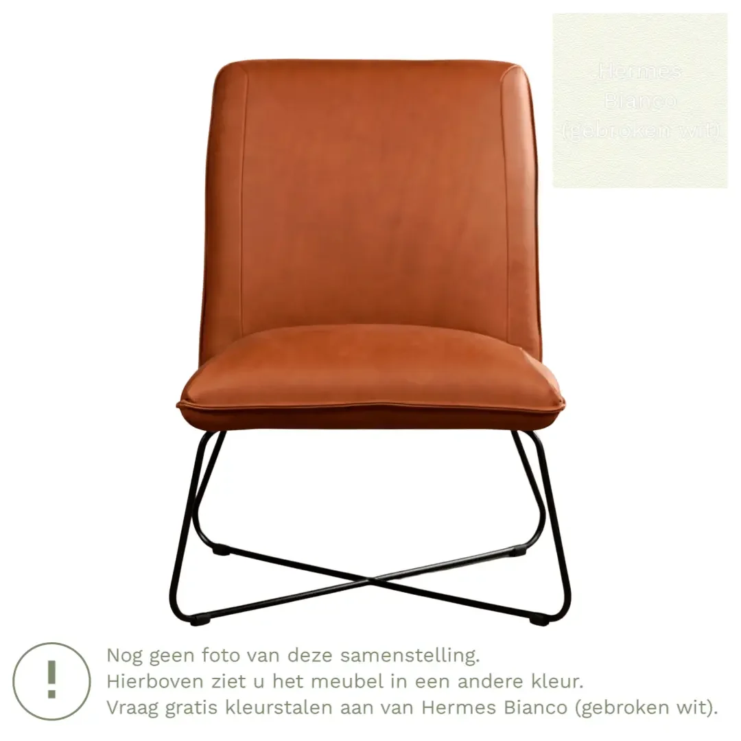 afbeelding van Leren fauteuil Less - Hermes Bianco (gebroken wit)