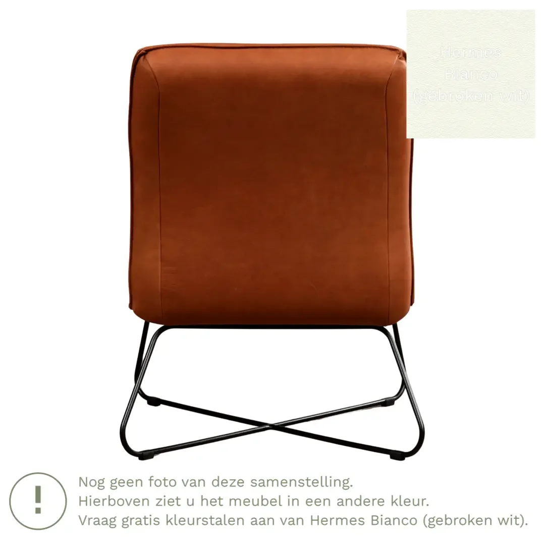 afbeelding van Leren fauteuil Less - Hermes Bianco (gebroken wit)