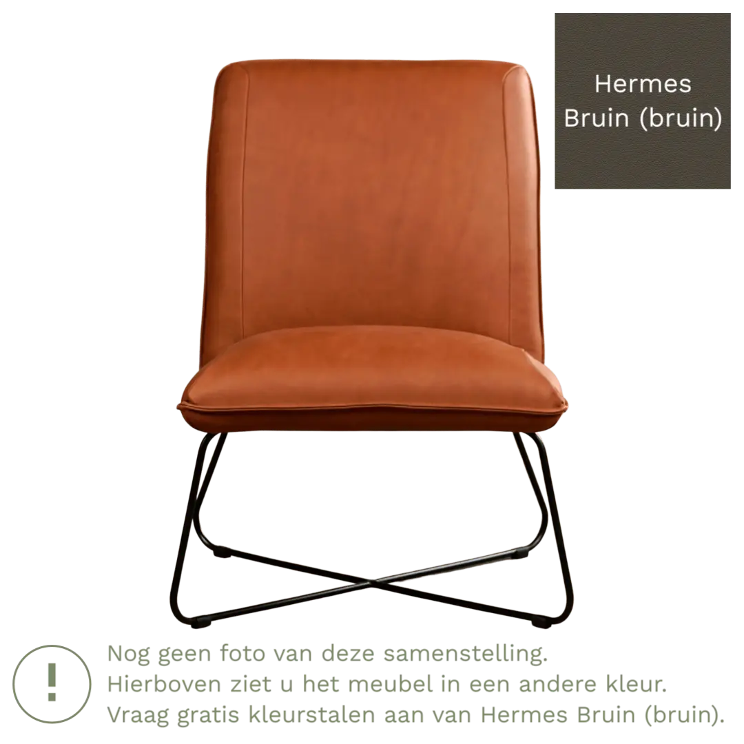 afbeelding van Leren fauteuil Less - Hermes Bruin (bruin)
