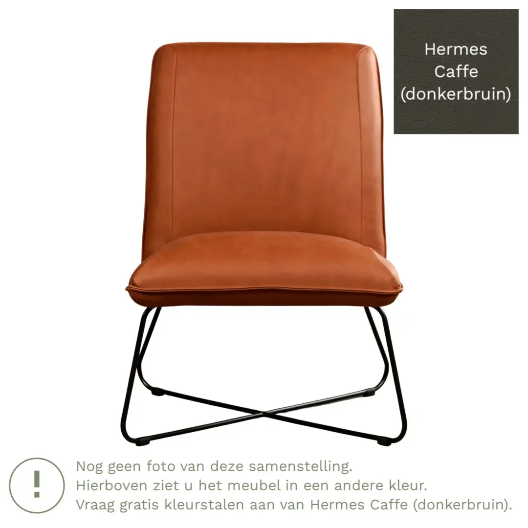 afbeelding van Leren fauteuil Less - Hermes Caffe (donkerbruin)