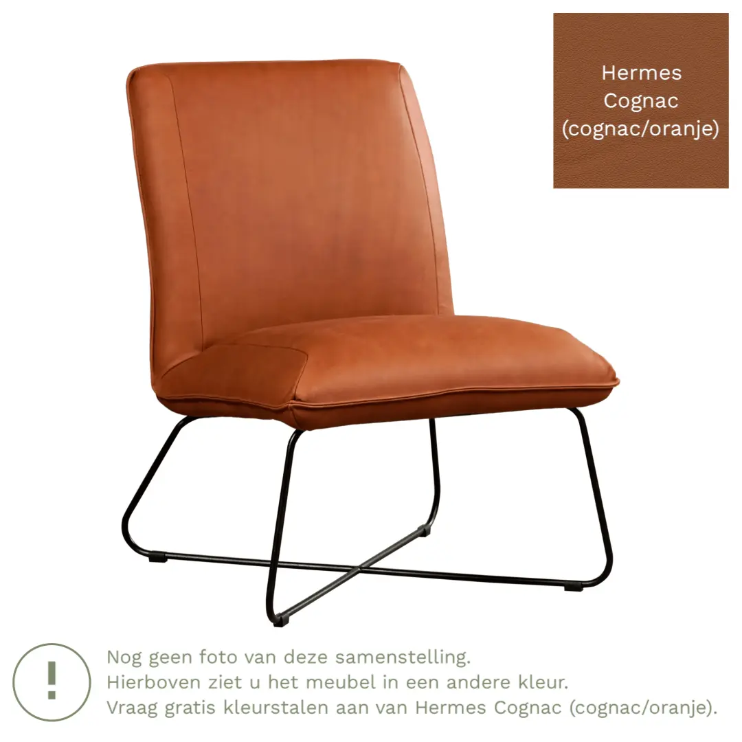 afbeelding van Leren fauteuil Less - Hermes Cognac (cognac/oranje)