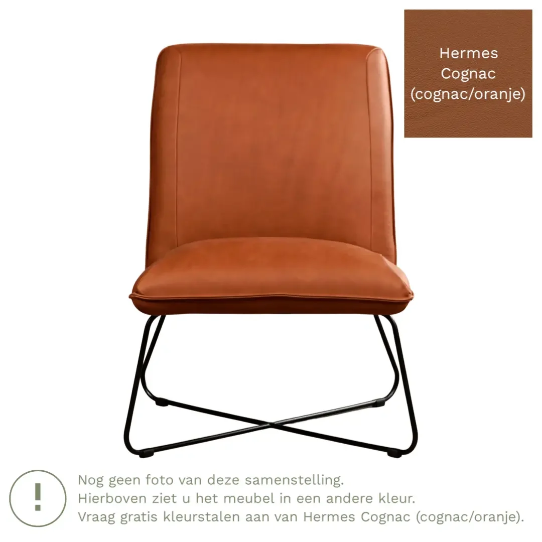 afbeelding van Leren fauteuil Less - Hermes Cognac (cognac/oranje)