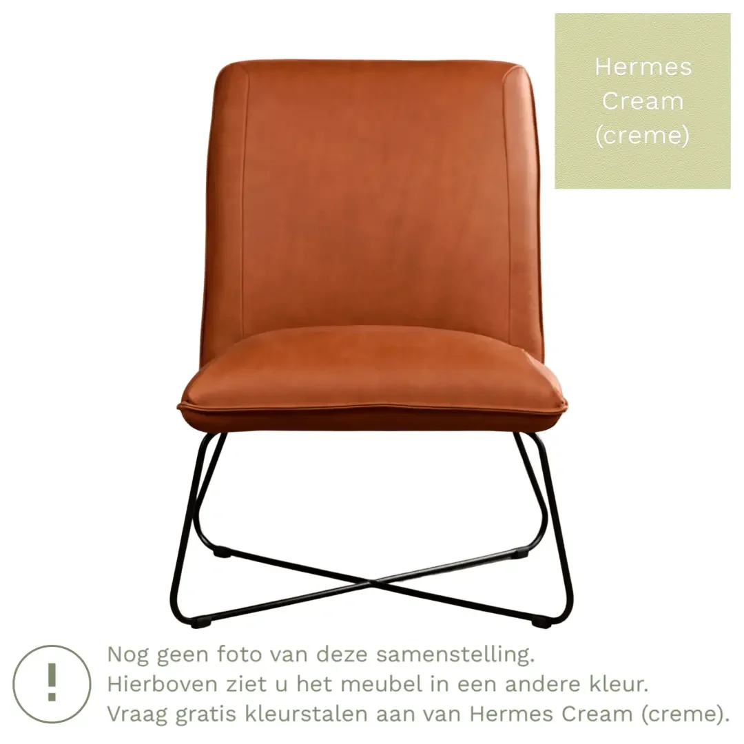 afbeelding van Leren fauteuil Less - Hermes Cream (crème)