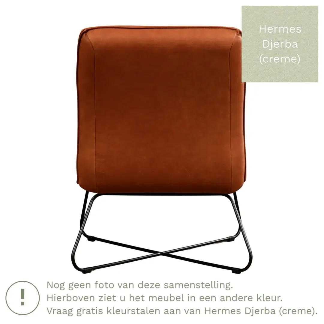 afbeelding van Leren fauteuil Less - Hermes Djerba (crème)