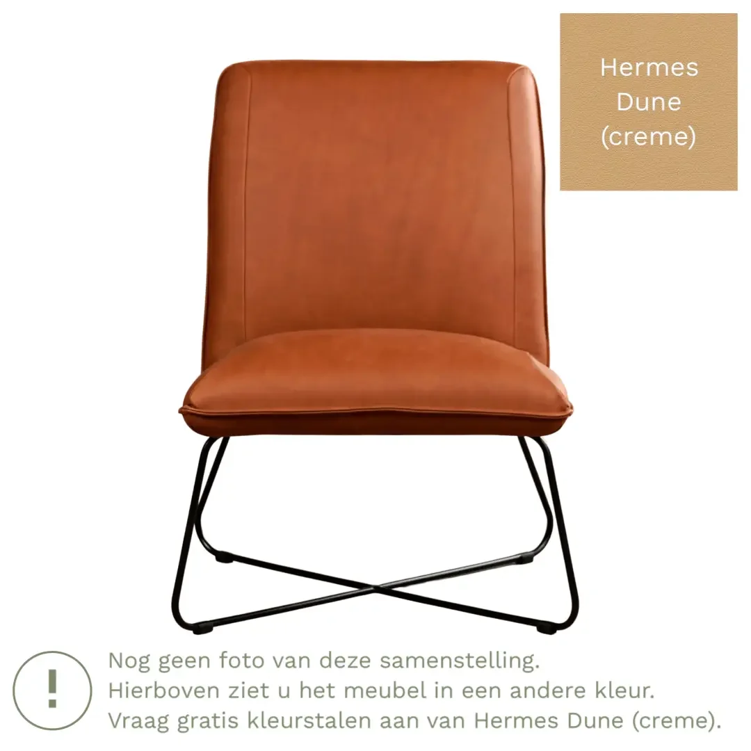 afbeelding van Leren fauteuil Less - Hermes Dune (crème)