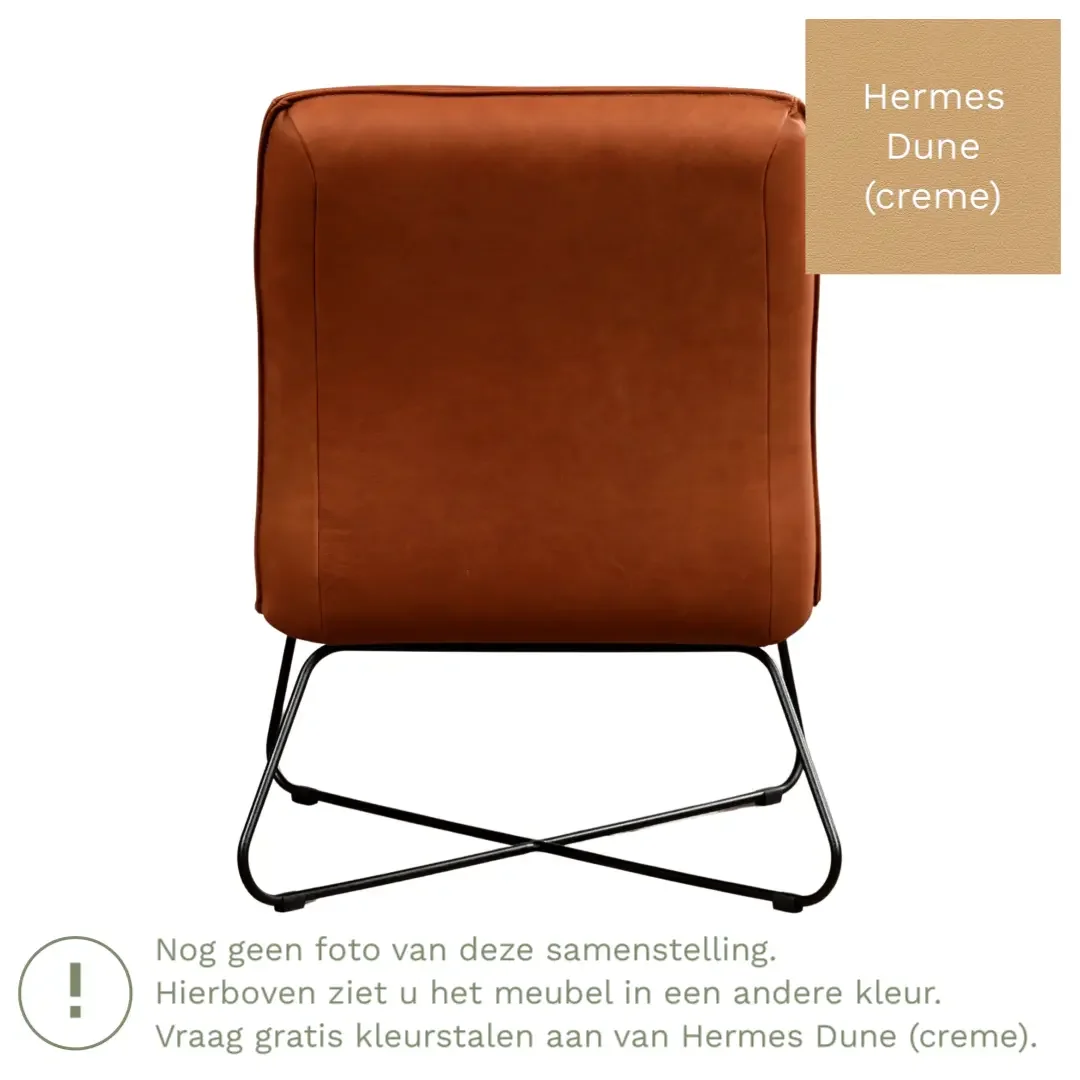 afbeelding van Leren fauteuil Less - Hermes Dune (crème)