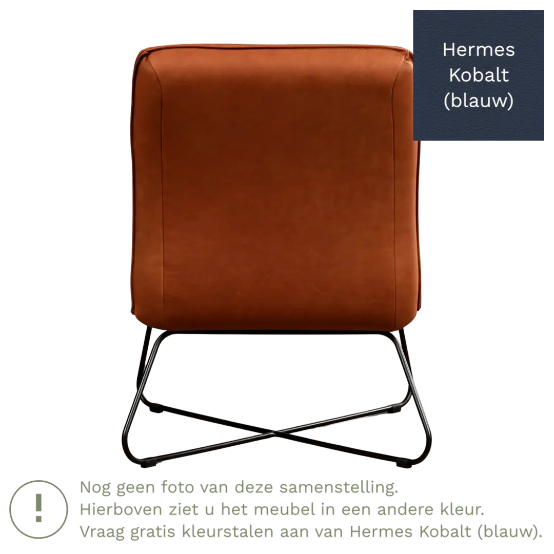 afbeelding van Leren fauteuil Less - Hermes Kobalt (blauw)