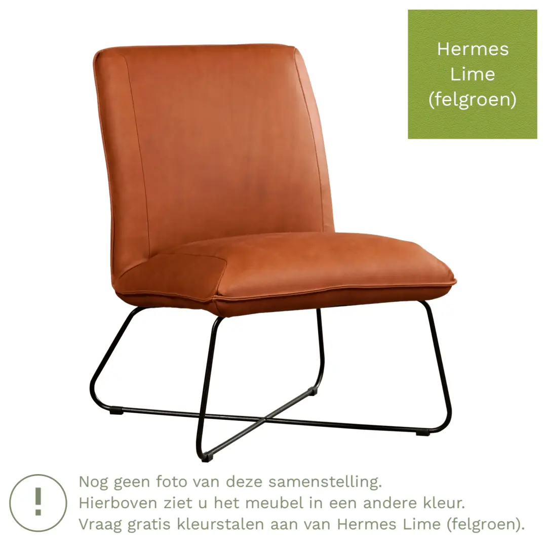 afbeelding van Leren fauteuil Less - Hermes Lime (felgroen)