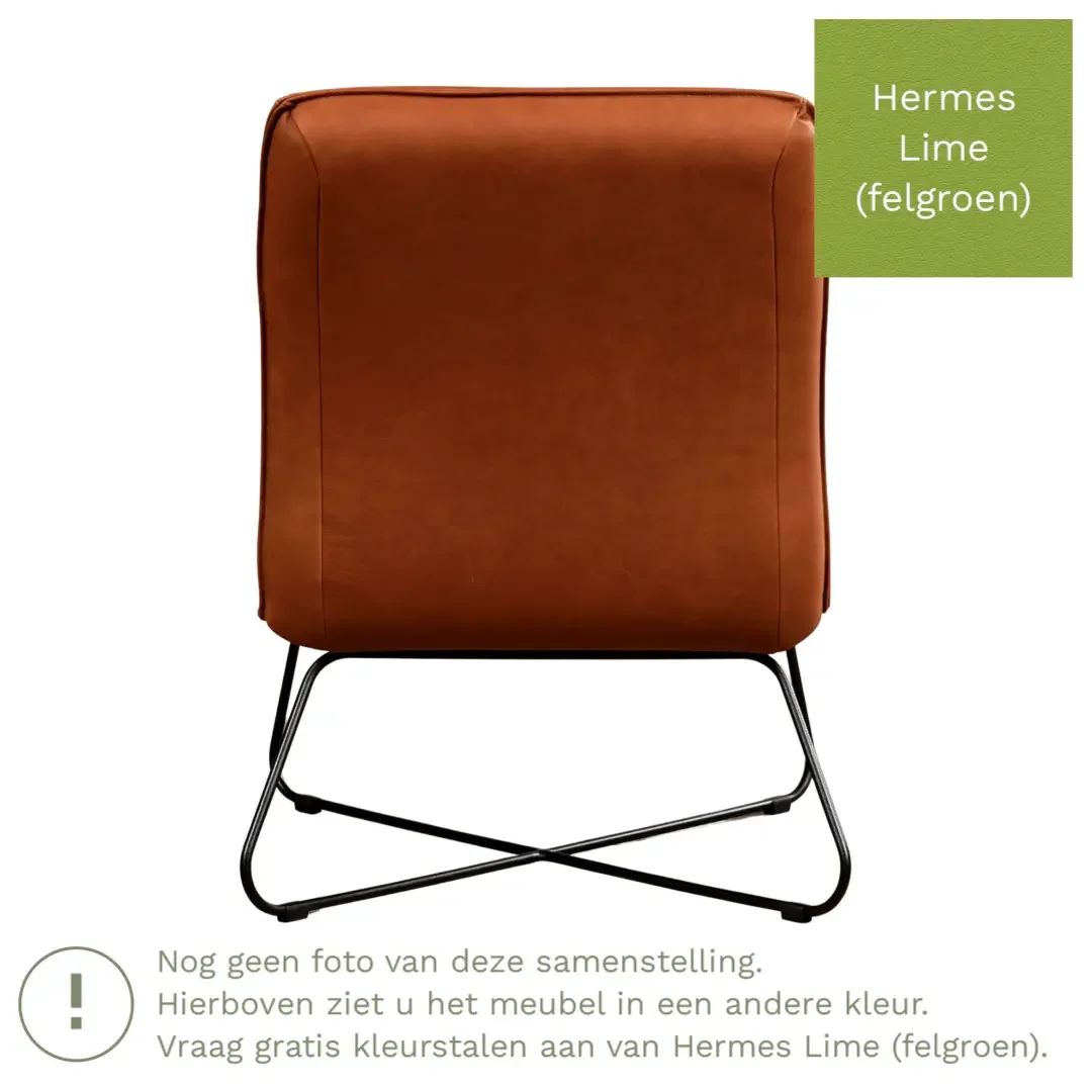 afbeelding van Leren fauteuil Less - Hermes Lime (felgroen)