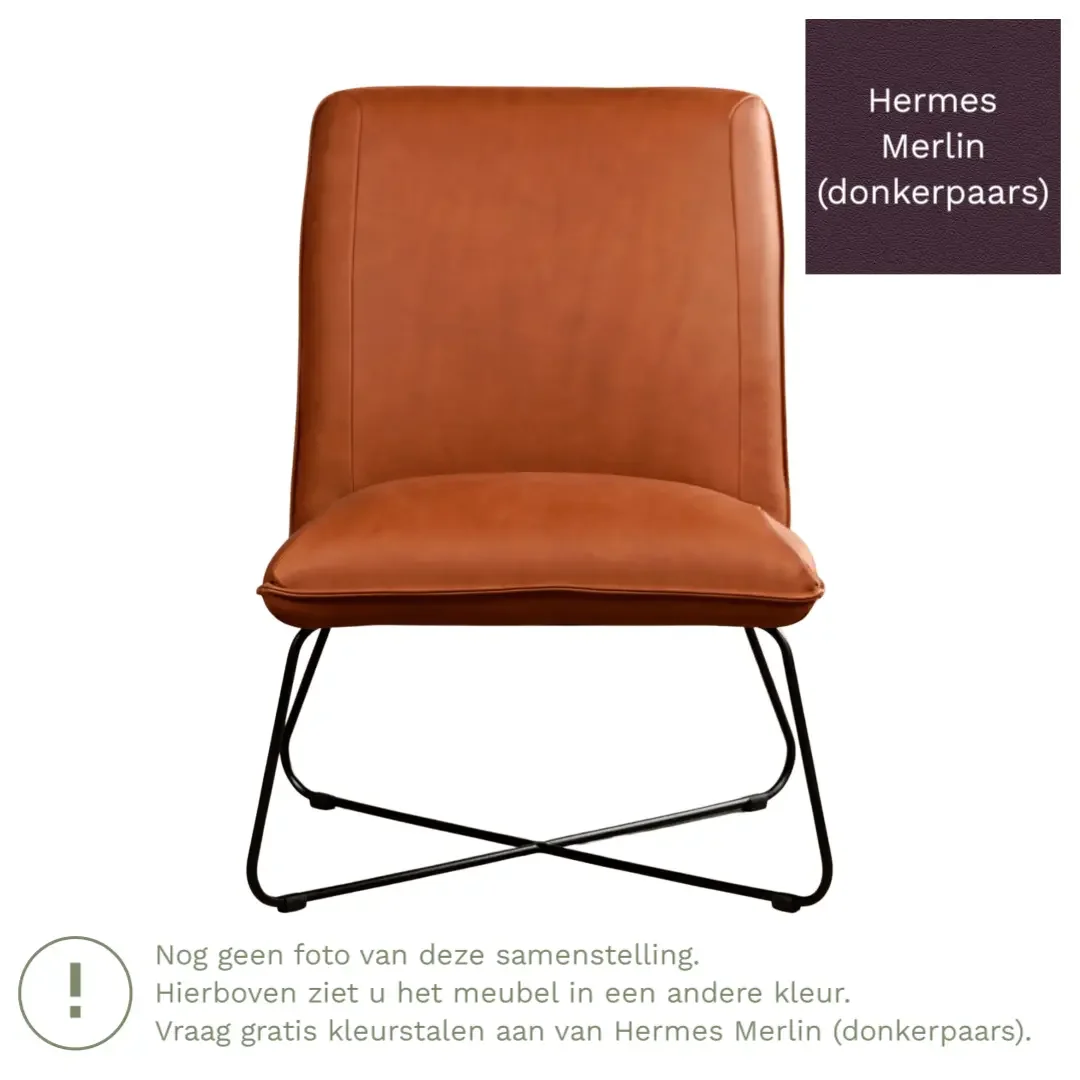 afbeelding van Leren fauteuil Less - Hermes Merlin (donkerpaars)