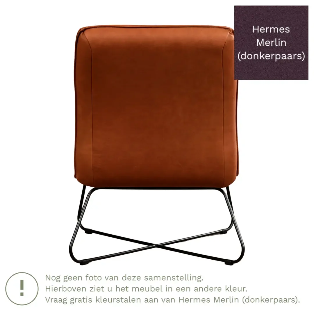 afbeelding van Leren fauteuil Less - Hermes Merlin (donkerpaars)