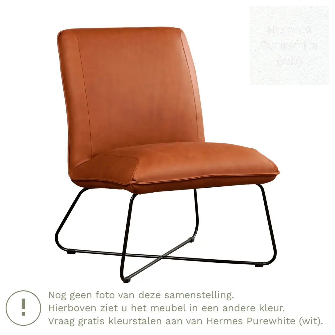 afbeelding van Leren fauteuil Less - Hermes Purewhite (wit)