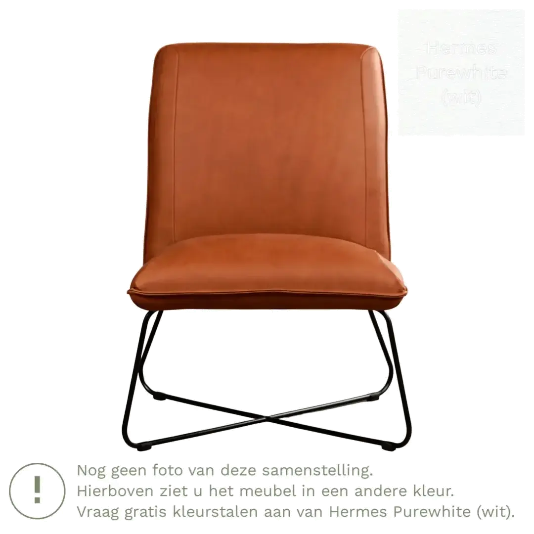 afbeelding van Leren fauteuil Less - Hermes Purewhite (wit)