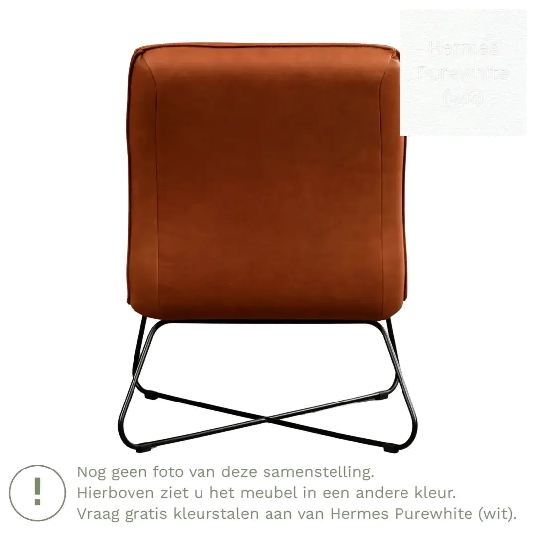 afbeelding van Leren fauteuil Less - Hermes Purewhite (wit)